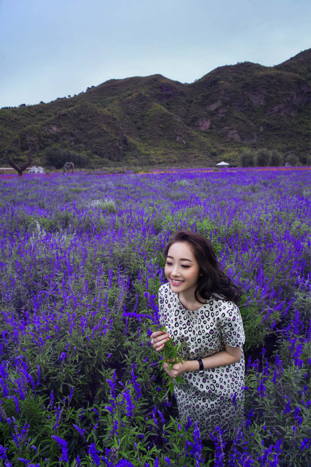 蒋梦婕薰衣草花海拍摄杂志 梦幻清新宛若花仙子