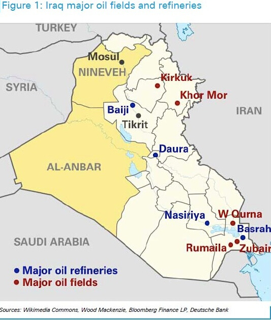 伊拉克目前主要是内部的政治斗争和宗教派系问题,位于南方的油田基本图片