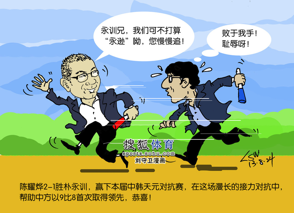 漫画:中韩围棋接力赛 陈耀烨令朴永训受辱-体