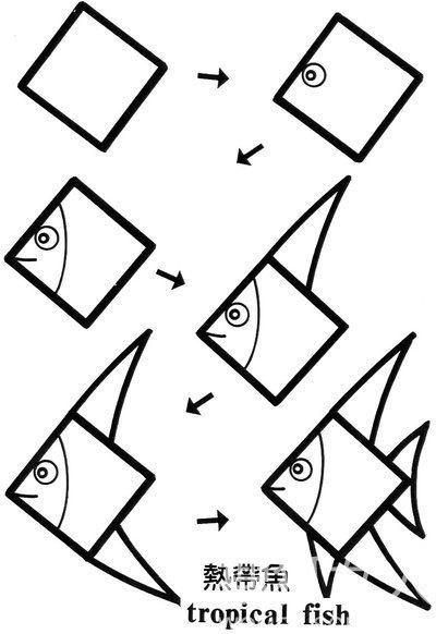 正方形构成的简笔画内容图片展示