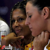 2012年7月27日，2012年伦敦奥运会，西班牙女子手球队出席新闻发布会。