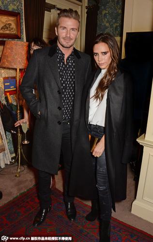 众星出席杂志派对 贝克汉姆与爱妻甜蜜情侣装