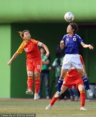 2010年11月20日，广州，2010年广州亚运会女足半决赛，中国VS日本。